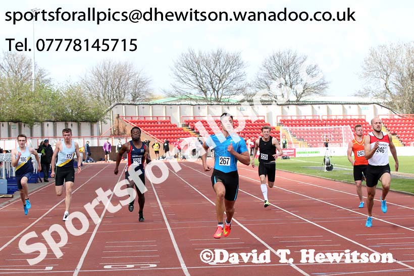 Mens 100 metres, Gateshead Open Medal Meeting. Photo: David T. Hewitson/Sports for All Pics